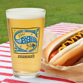 Medieval Blommigt Upplyst Brev S Monogram Glaskopp