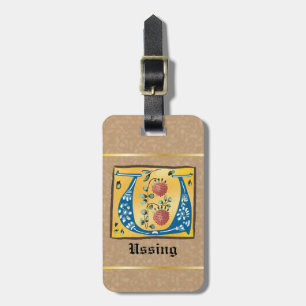 Medieval Blommigt Upplyst Brev U Monogram Bagagebricka