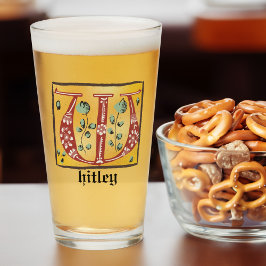 Medieval Blommigt Upplyst Brev W Monogram Glaskopp