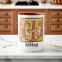 Medieval Blommigt Upplyst Brev W Monogram Mugg