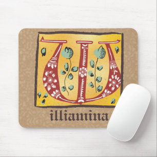 Medieval Blommigt Upplyst Brev W Monogram Musmatta