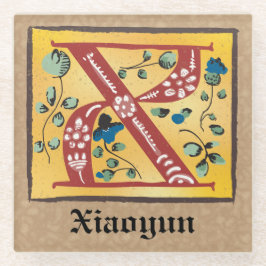 Medieval Blommigt Upplyst Brev X Monogram