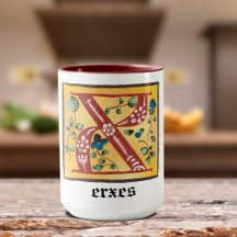 Medieval Blommigt Upplyst Brev X Monogram Mugg