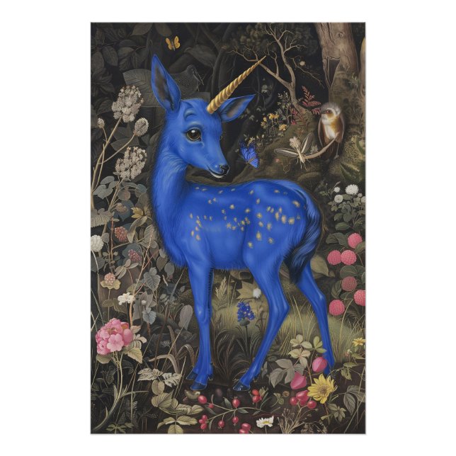 Medieval Blue Fawnicorn Fototryck (Framsidan)