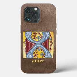 Medieval Blue och Red Ivy Illuminated Brev X