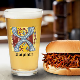 Medieval Blue och Red Ivy Illuminated Brev X Glaskopp