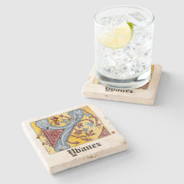 Medieval Blue och Red Ivy Illuminated Brev Y Stenunderlägg