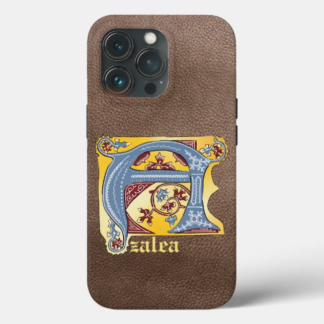 Medieval Blue och Red Ivy Ljusade Brev A (Baksida )