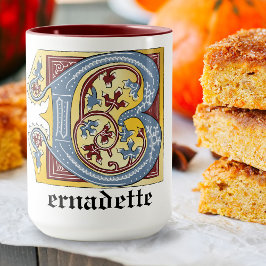 Medieval Blue och Red Ivy Ljusade Brev B Mugg