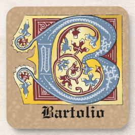 Medieval Blue och Red Ivy Ljusade Brev B Underlägg