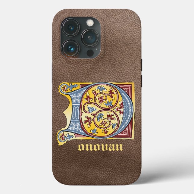 Medieval Blue och Red Ivy Ljusade Brev D (Baksida )