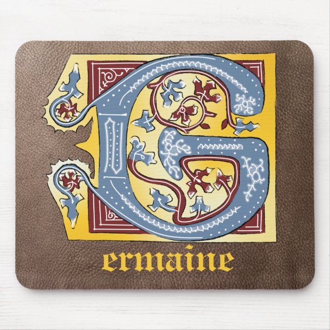 Medieval Blue och Red Ivy Ljusade Brev G Musmatta (Framsidan)
