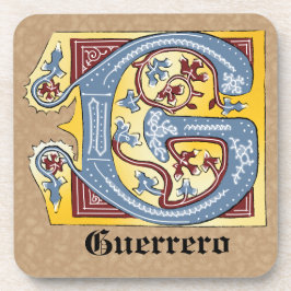 Medieval Blue och Red Ivy Ljusade Brev G Underlägg