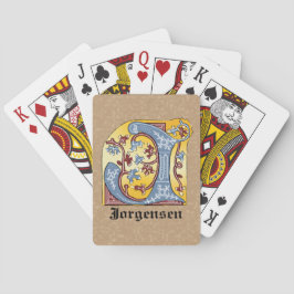 Medieval Blue och Red Ivy Ljusade Brev J Casinokort