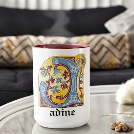 Medieval Blue och Red Ivy Ljusade Brev J Mugg