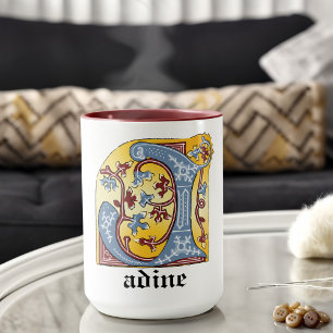 Medieval Blue och Red Ivy Ljusade Brev J Mugg