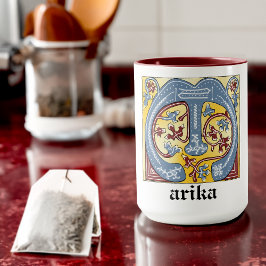 Medieval Blue och Red Ivy Ljusade Brev M Mugg