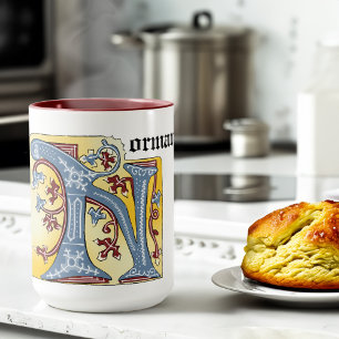 Medieval Blue och Red Ivy Ljusade Brev N Mugg