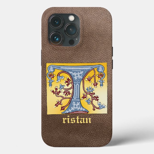 Medieval Blue och Red Ivy Ljusade Brev T (Baksida )