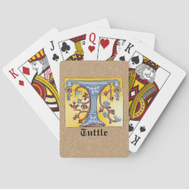 Medieval Blue och Red Ivy Ljusade Brev T Casinokort