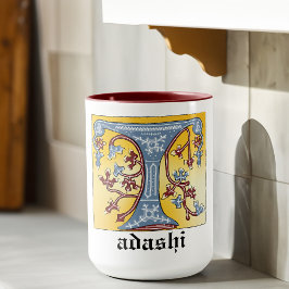 Medieval Blue och Red Ivy Ljusade Brev T Mugg