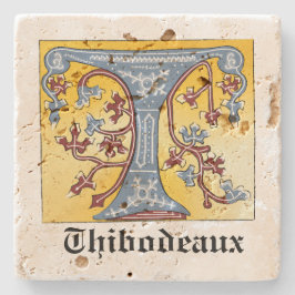 Medieval Blue och Red Ivy Ljusade Brev T Stenunderlägg