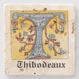 Medieval Blue och Red Ivy Ljusade Brev T Stenunderlägg