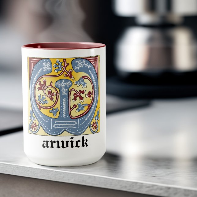 Medieval Blue och Red Ivy Ljusade Brev W Mugg (Skapare uppladdad)