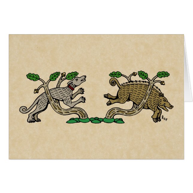 Medieval Boar Hunt Hälsningskort (Framsidan Horizontal)