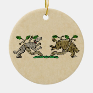 Medieval Boar Hunt Julgransprydnad Keramik