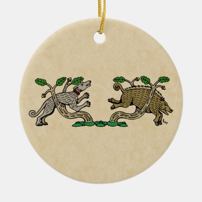 Medieval Boar Hunt Julgransprydnad Keramik (Framsidan)