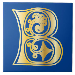 Medieval botanisk dekorationskapital B Kakelplatta