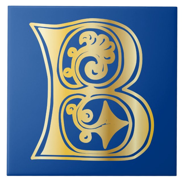 Medieval botanisk dekorationskapital B Kakelplatta (Framsidan)