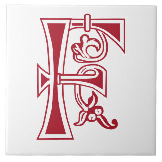 Medieval botanisk dekorationskapital F Kakelplatta