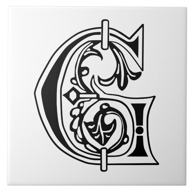 Medieval botanisk dekorationskapital G Kakelplatta (Framsidan)