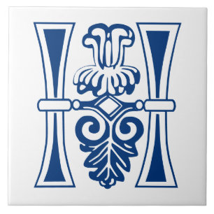 Medieval botanisk dekorationskapital H Kakelplatta