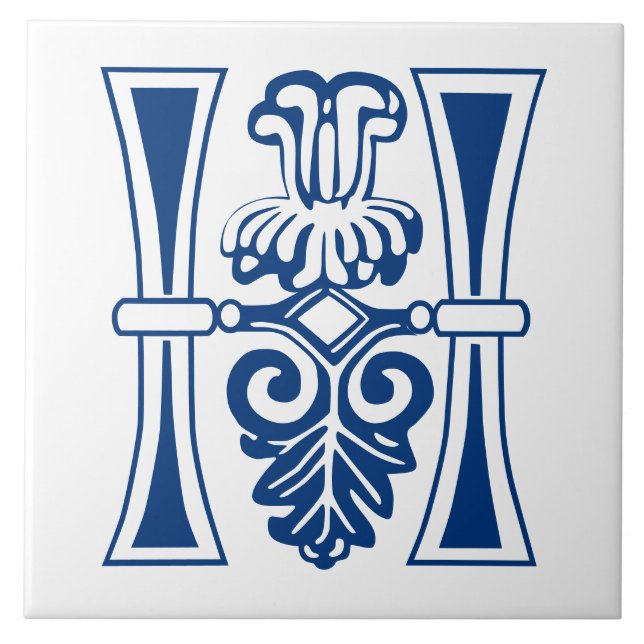 Medieval botanisk dekorationskapital H Kakelplatta (Framsidan)