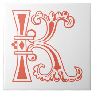 Medieval botanisk dekorationskapital K Kakelplatta