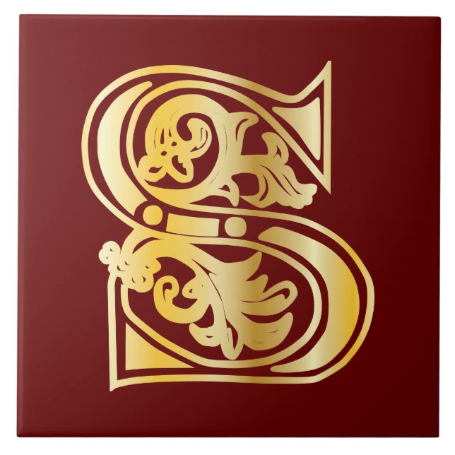 Medieval botanisk dekorationskapital S Kakelplatta (Framsidan)