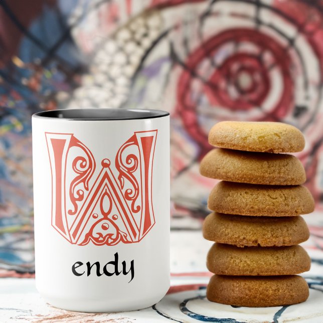 Medieval botanisk dekorationskapital W Mugg (Skapare uppladdad)