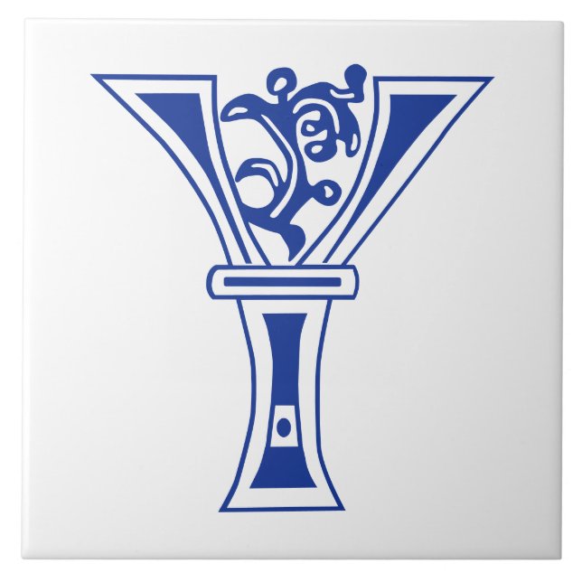 Medieval botanisk dekorationskapital Y Kakelplatta (Framsidan)