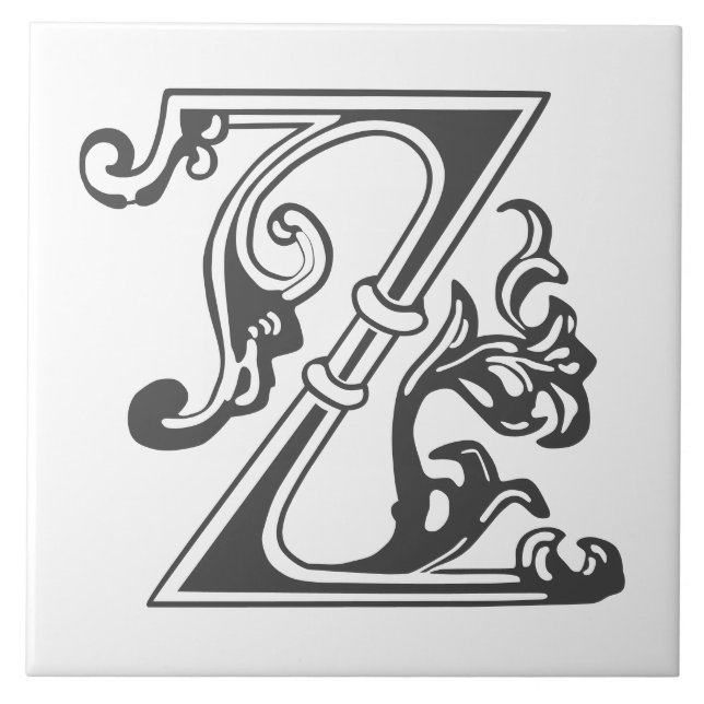 Medieval botanisk dekorationskapital Z Kakelplatta (Framsidan)