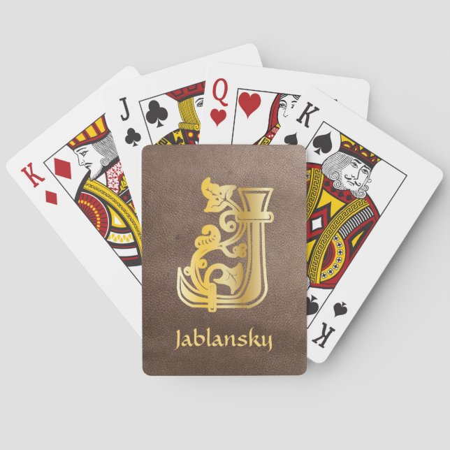 Medieval botanisk dekorativ huvudstad J Casinokort (Baksidan)