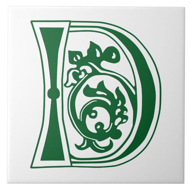 Medieval botaniskt dekorationskapital D Kakelplatta (Framsidan)