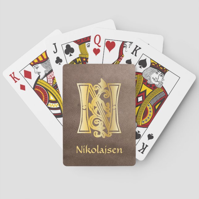 Medieval botaniskt dekorativt kapital N Casinokort (Baksidan)