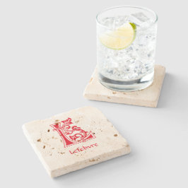 Medieval botaniskt dekorativt versalt L Stenunderlägg