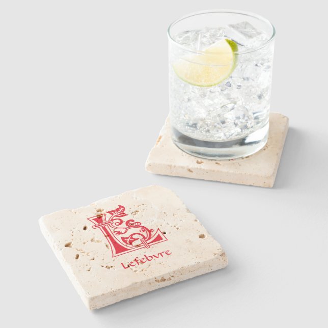 Medieval botaniskt dekorativt versalt L Stenunderlägg (Sidan)