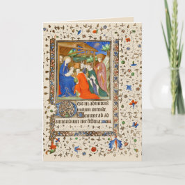 Medieval ca 1420 Nativitetshöjande julkort Helgdag Helgkort