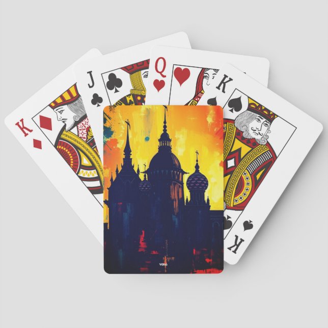 Medieval castle art deck casinokort (Baksidan)