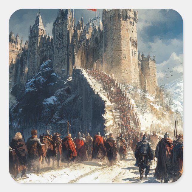Medieval Castle Fyrkantigt Klistermärke (Framsida)